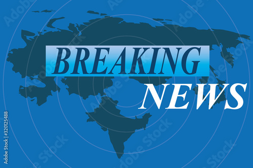 Background screen saver on breaking news. Breaking news live on world map background. Vector illustration.