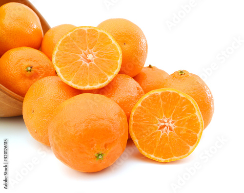 Orange fruits on white background