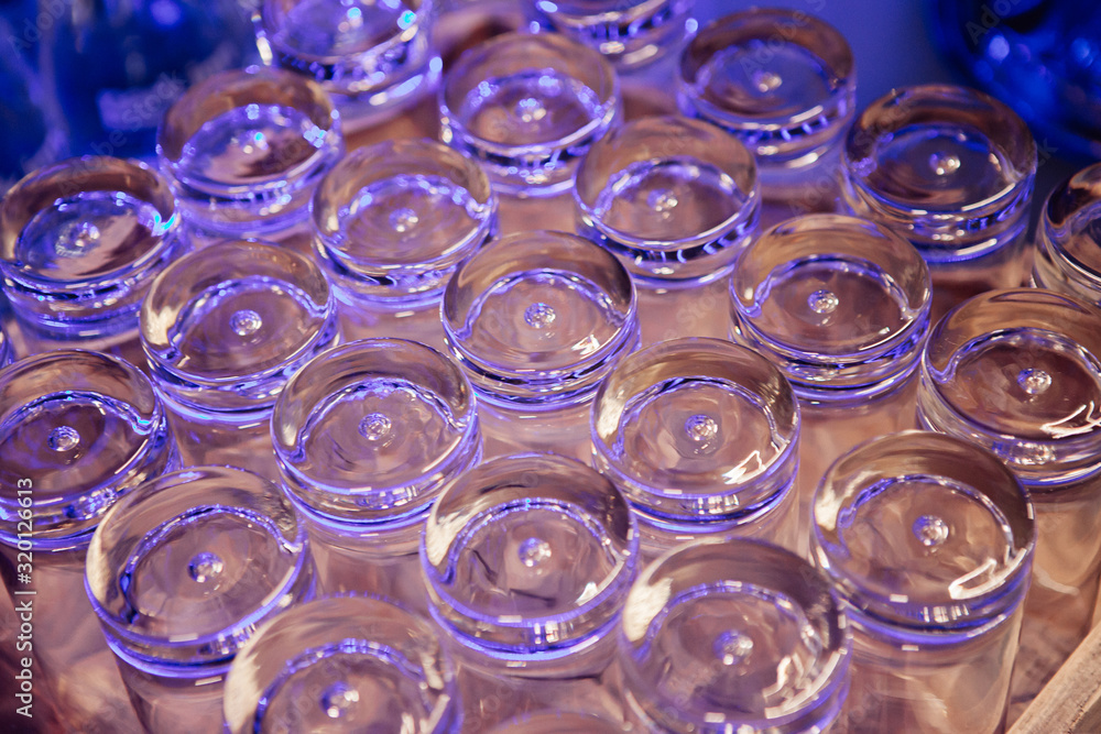 Empty glasses upside down background Empty glasses upside down background