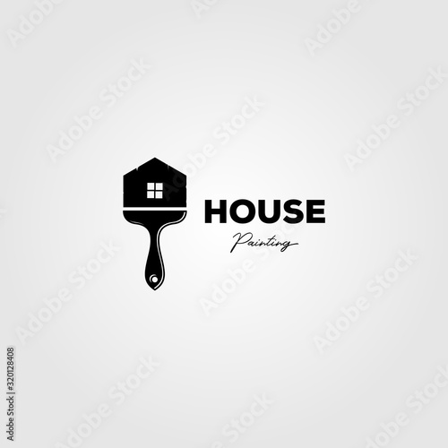 brush house logo painting business vector illustration design