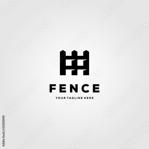 simple fence vintage logo vector icon illustration design