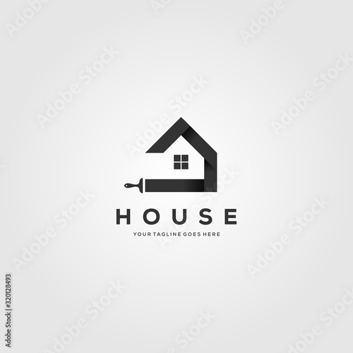 paint house brushes logo creative clever vector illustration