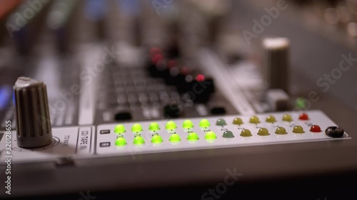 LED Indicator Level Signal on the Sound Mixing Console or Dj Console photo