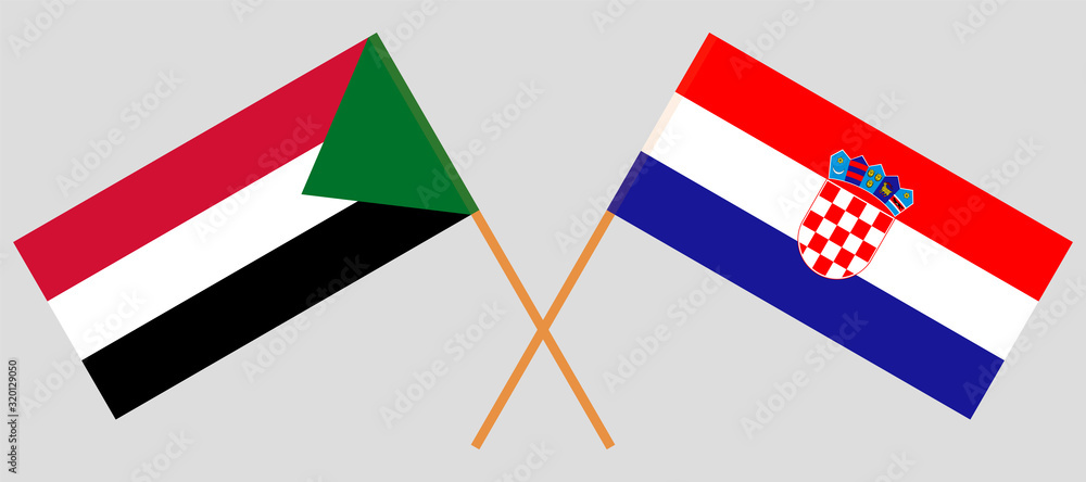 Crossed flags of Sudan and Croatia Crossed flags of Sudan and Croatia