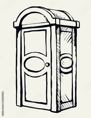 Plastic street toilet. Vector drawing
