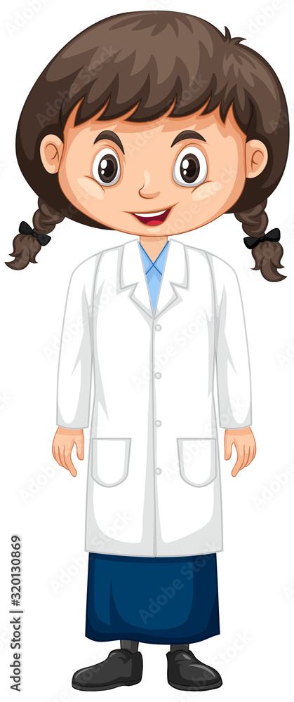 Girl in science gown on white background Girl in science gown on white background