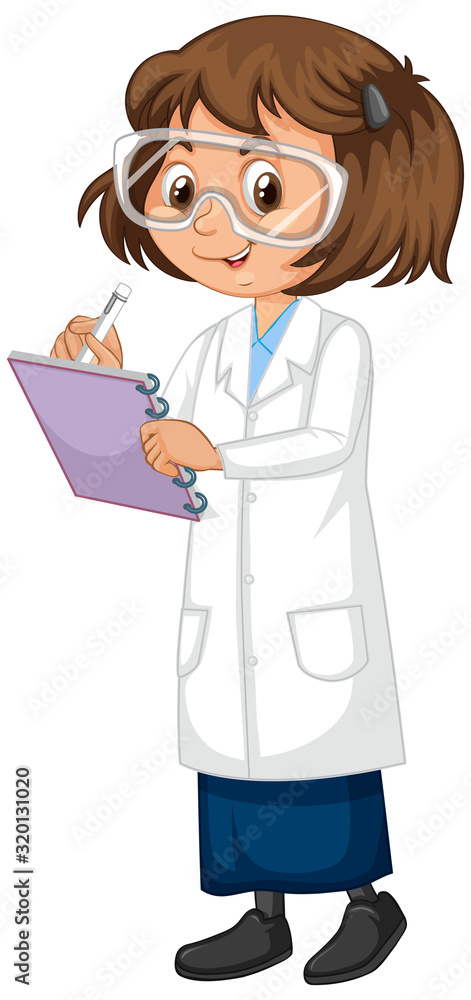 Fototapeta premium Girl in science gown on isolated background