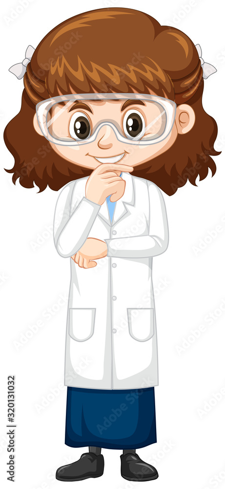 Cute girl in science gown on white background Cute girl in science gown on white background