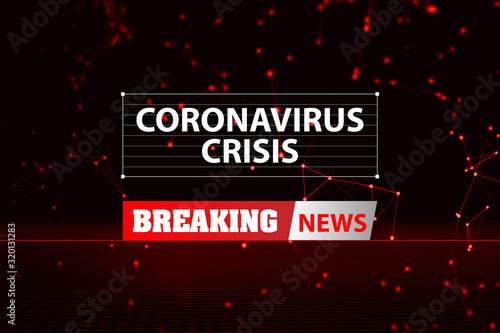 global with data of coronavirus crisis outbreak iohardzard in wuhan china, network futuristic tv news style, 3d illustration