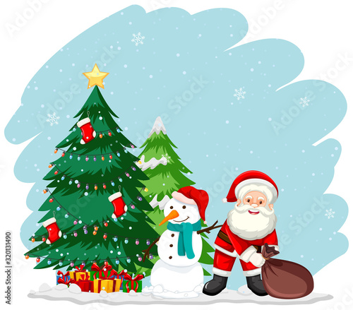Christmas theme with Santa and tree