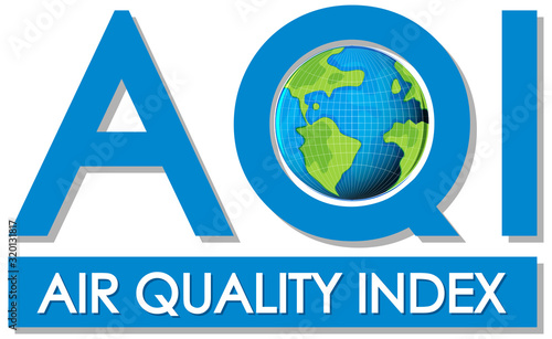 Font design for air quality index on white background