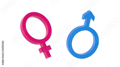 Gender symbols isolated on white background. 3D-rendering.
