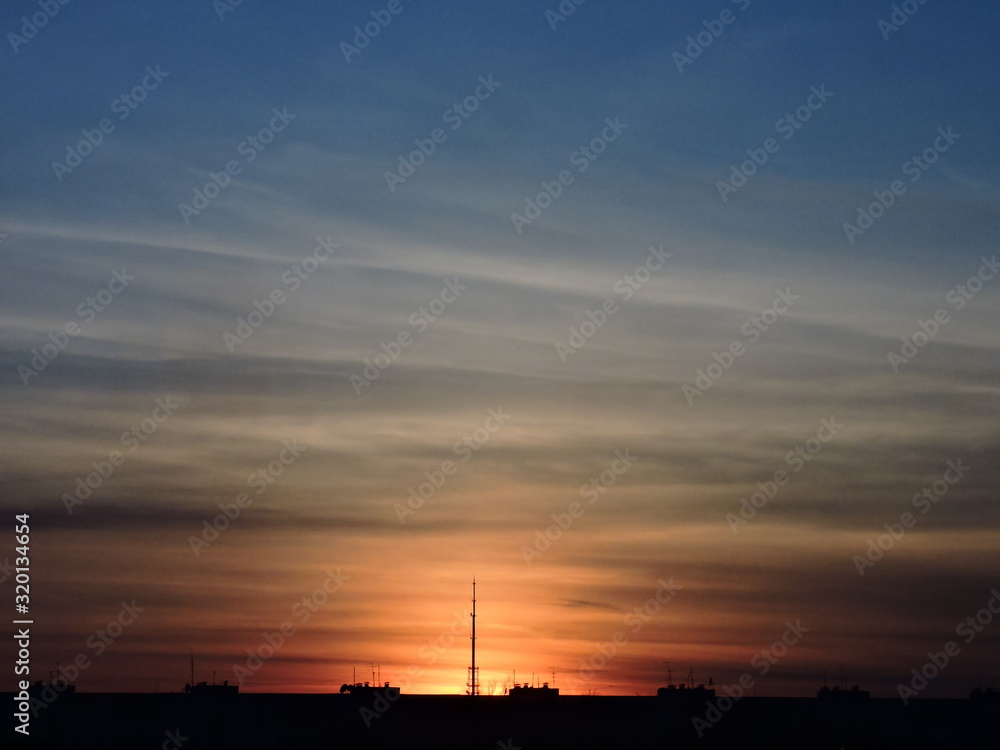 TV tower and sunset