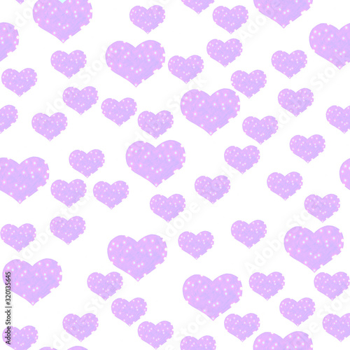 Seamless childish pattern with hand drawn hearts. Pink paint hearts seamless pattern. Hand drawn romantic symbols on white background. Paintbrush hearts illustration. Minimalist grungy fabric 
