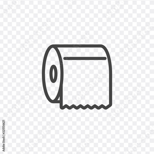 Toilet tissue paper roll with ridges line art vector icon. Stock vector illustration isolated on white background.