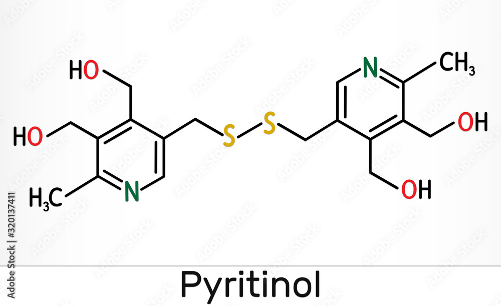 Pyritinol molecule, is a vitamin B6. Skeletal chemical formula. Pyritinol molecule, is a vitamin B6. Skeletal chemical formula.