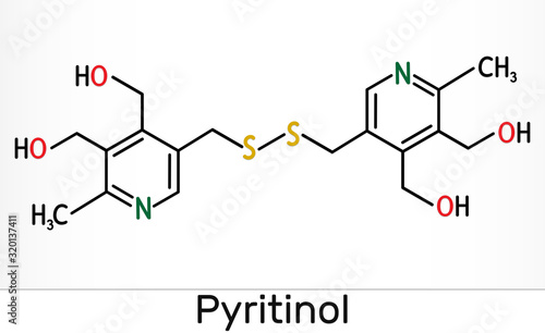 Pyritinol molecule, is a vitamin B6. Skeletal chemical formula. photo