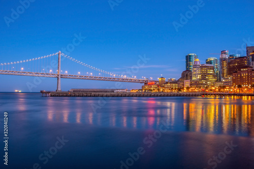 San Francisco and Bay Bridge at Sunset