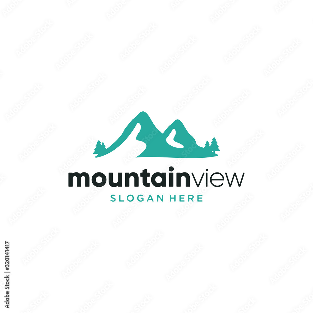 mountain scenery logo design vector