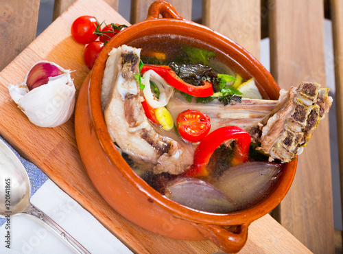 lamb shourpa with vegetables photo