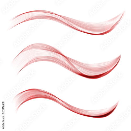 Vector set of red waves on a white background.
