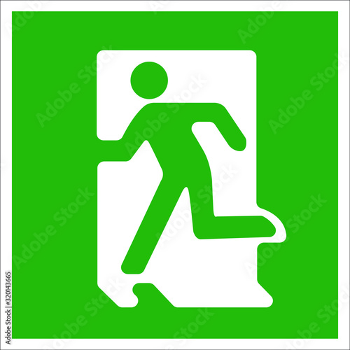 fire safety sign, exit here.Vector illustration