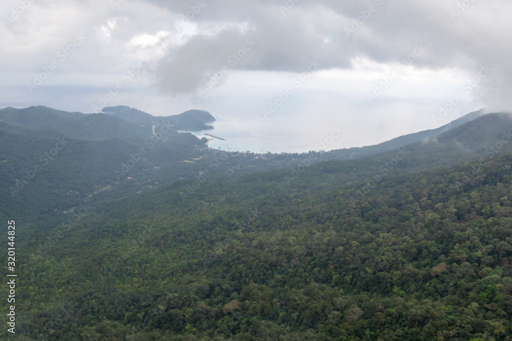 Landscape view on Khao Ra mountain - the highest mountain on Koh Phangan island,Thailand Landscape view on Khao Ra mountain - the highest mountain on Koh Phangan island,Thailand