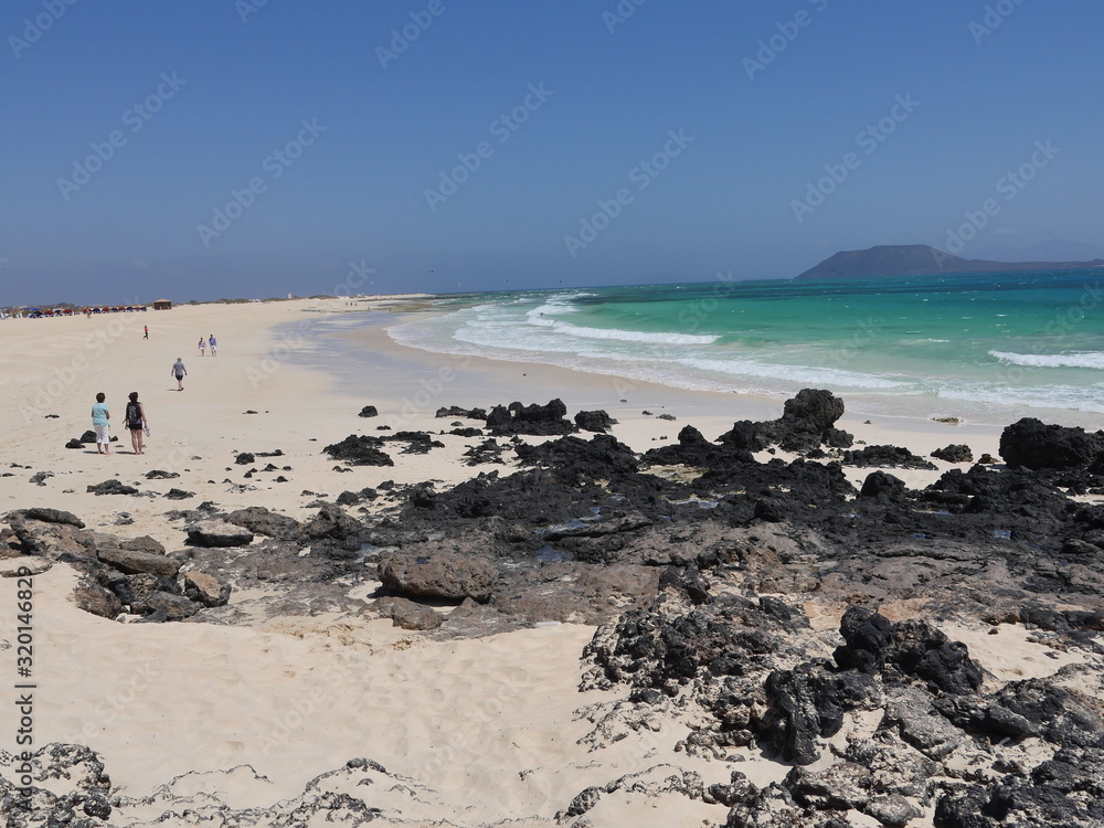 Beautiful beach of Spain, Canary Islands Fuerteventura, fine sand and crystal clear water
