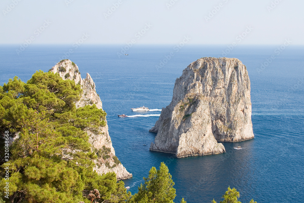 Fototapeta premium Capri famous stacks, Capri island, Italy.