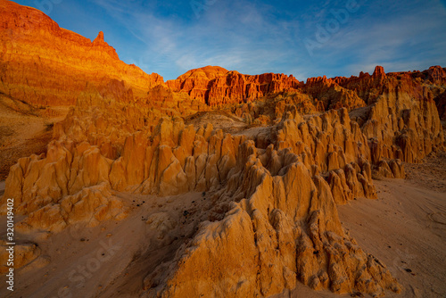 Sunset Glow on the Cathedral Gorge Formation