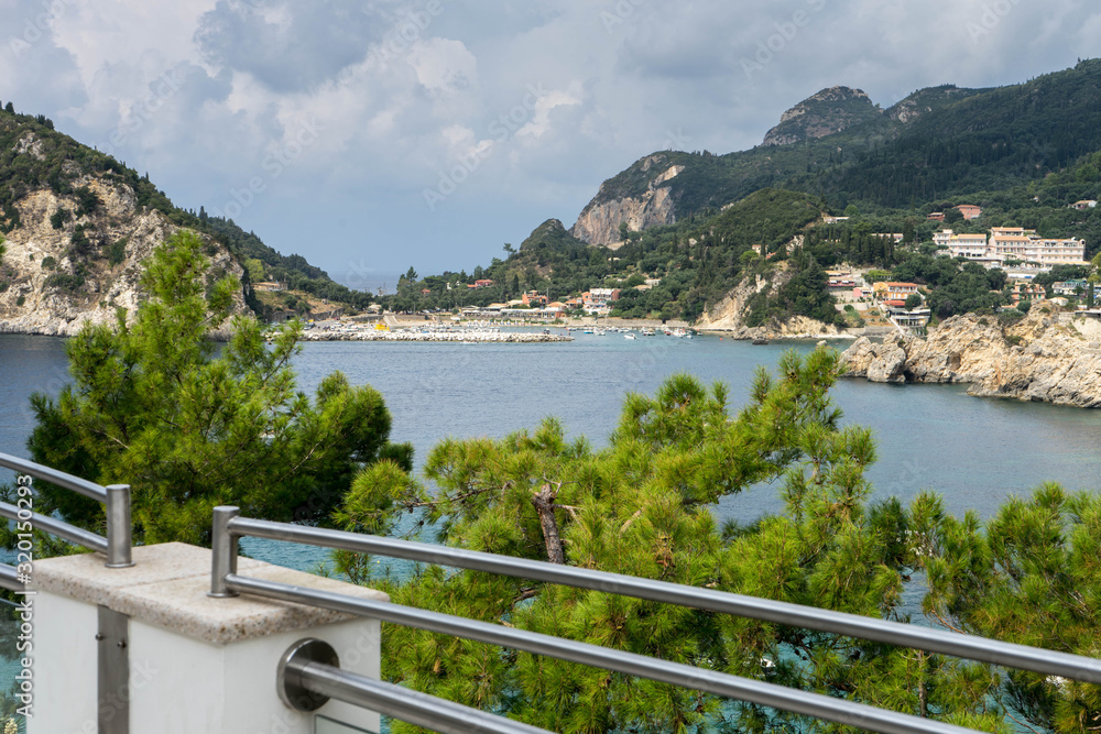 Naklejka premium Paleokastritsa bay in Corfu Island in Greece, view from above