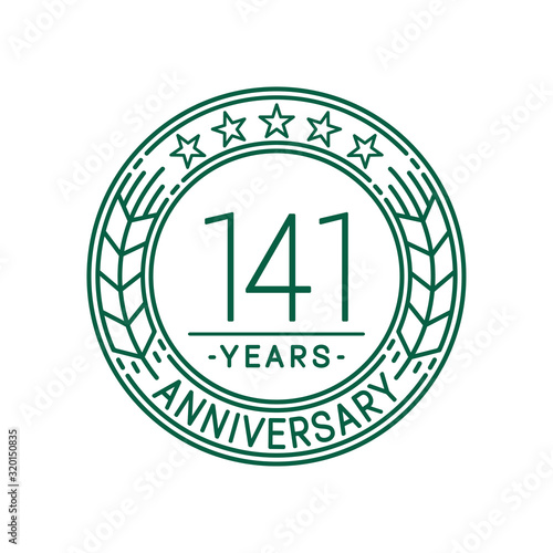 141 years anniversary celebration logo template. Line art vector and illustration.