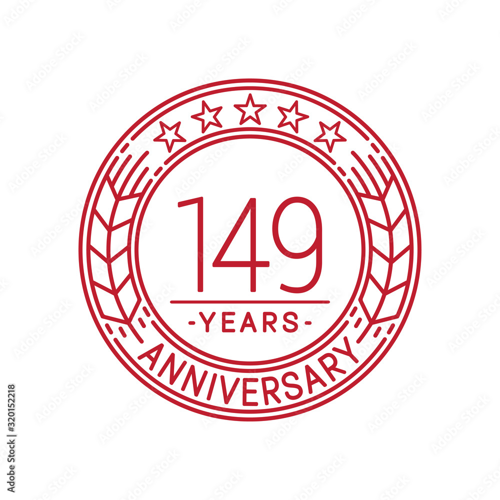 149 years anniversary celebration logo template. Line art vector and illustration.