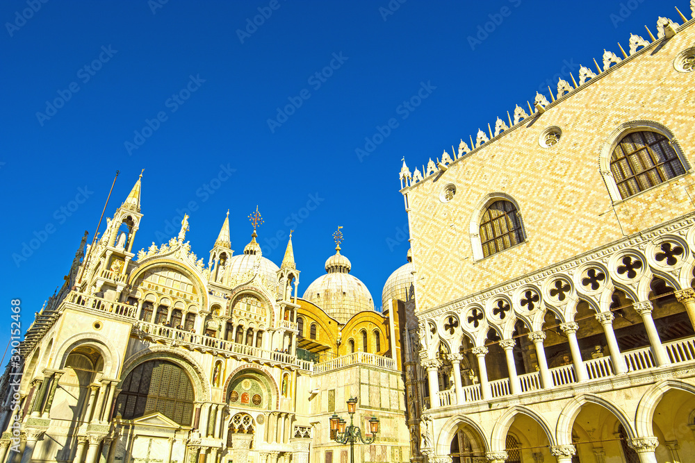 Venice, San Marco (St Mark) square, cathedral and doge palace detail