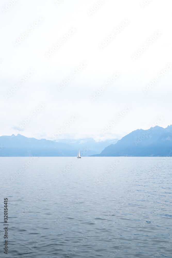 Lake Lausanne with Boat