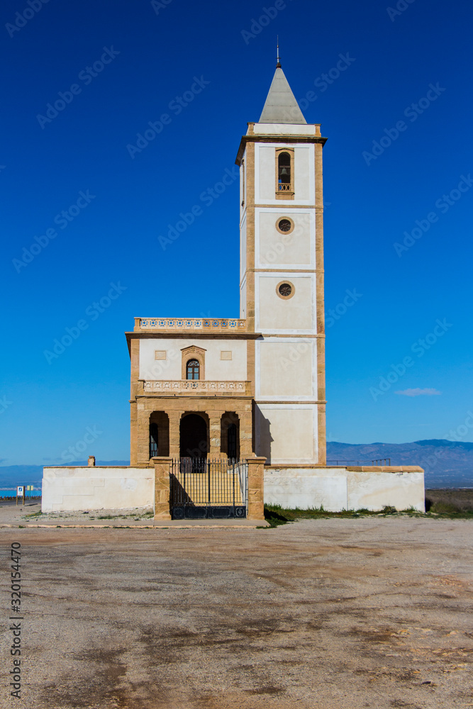 Obraz premium front view of the church of Cabo de Gata, Almeria Province, Andalusia, Spain