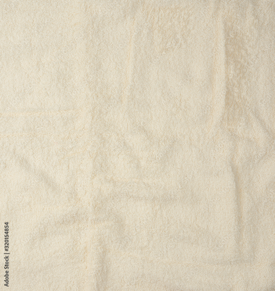 texture of fleecy white towels, full frame