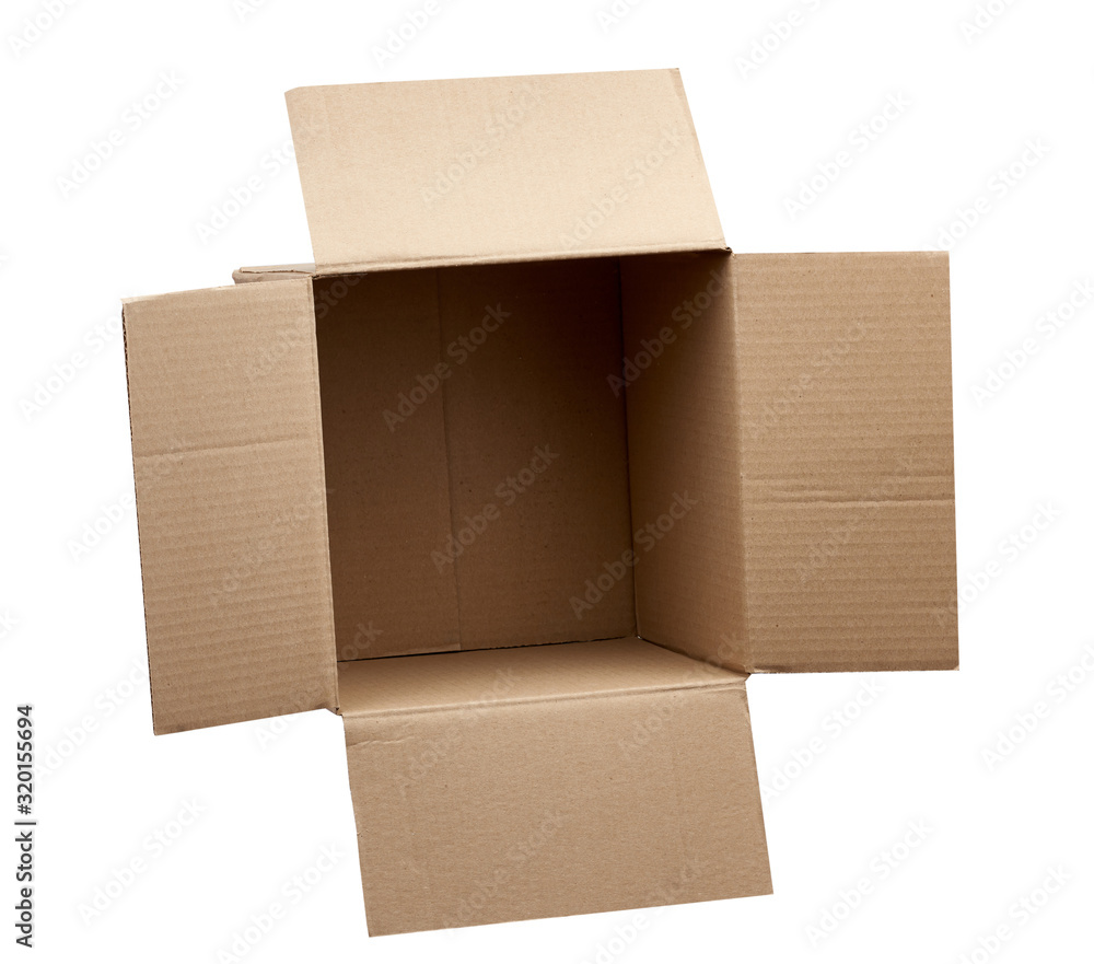 open empty brown square cardboard box for transporting goods open empty brown square cardboard box for transporting goods