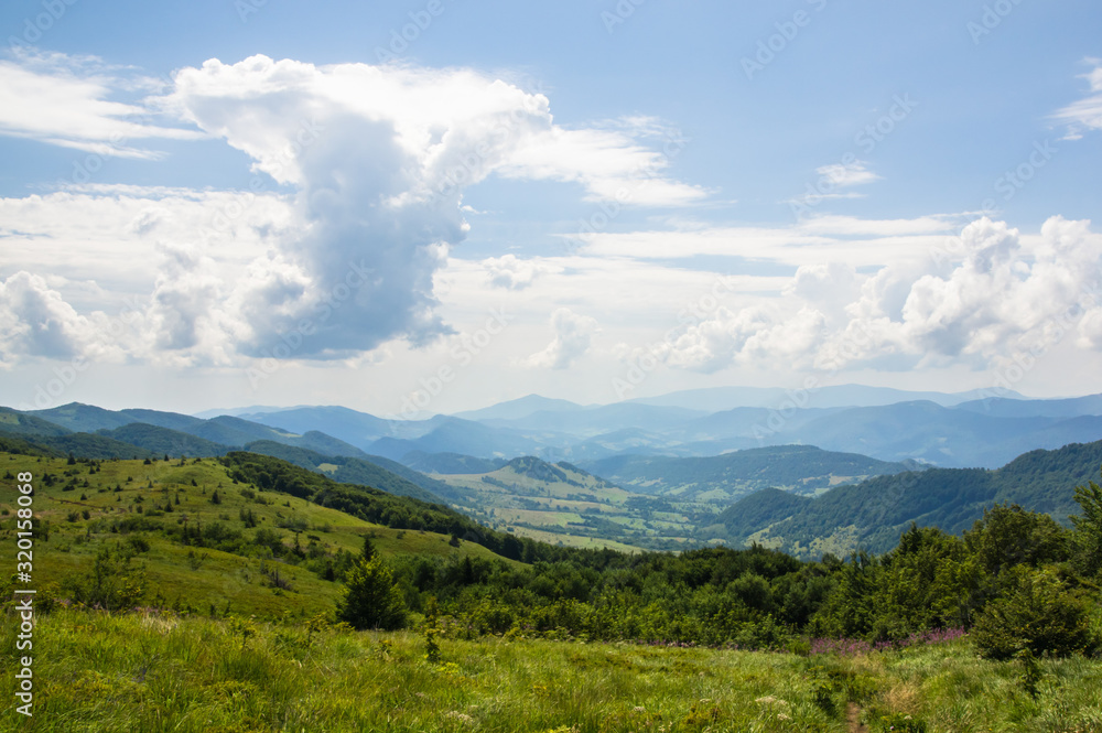 Mountain range in Bieszczady Mountains Poland
