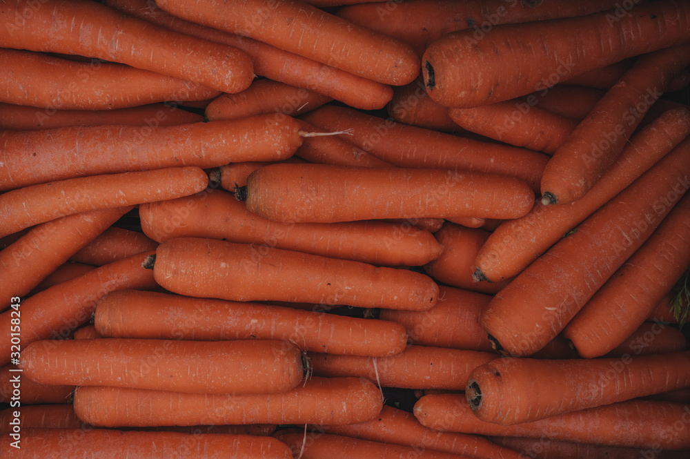Carrots. Top view of many carrots. Carrot texture Carrots. Top view of many carrots. Carrot texture