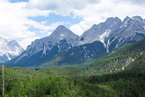 View to the Zugspitze with a forest in the foreground © ohne Titel