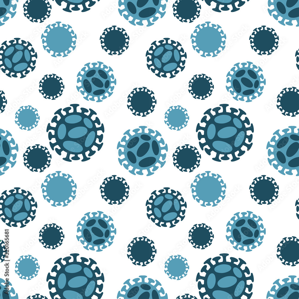 Seamless pattern flat vector illustration Coronavirus  isolated on white background. Global epidemic of 2019-nCoV. Concept of coronavirus quarantine, wallpaper, wrapping, 