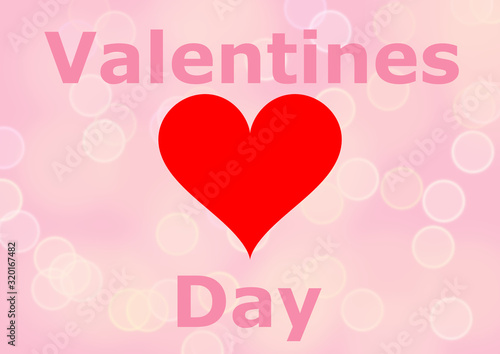 Valentines Day wording with a big red heart