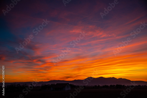 Sunset landscape on the hill