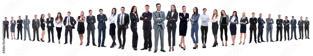 panoramic photo of a group of confident business people. - obrazy, fototapety, plakaty 