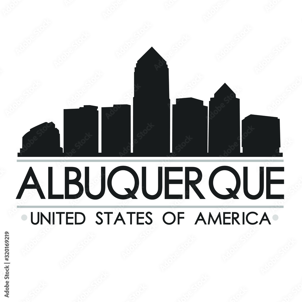 Albuquerque Skyline Silhouette. Design City Vector Art. Landmark Banner Illustration.