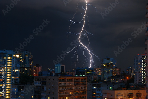 Lightning is striking into the building