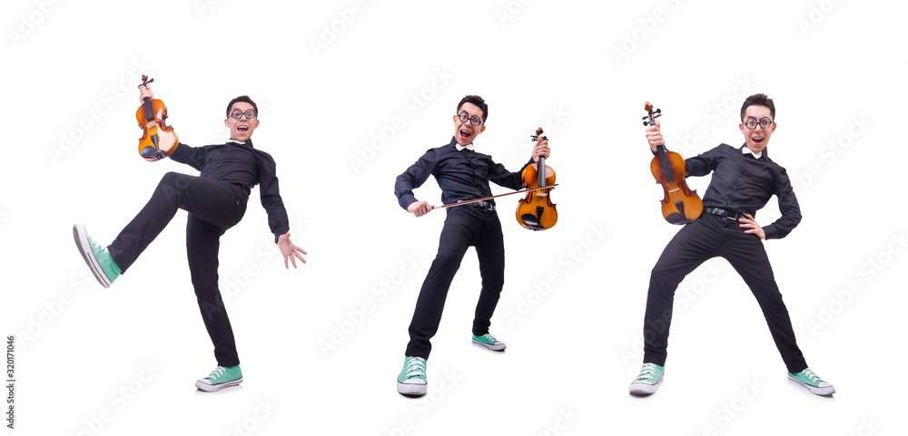 Funny violin player on white Funny violin player on white