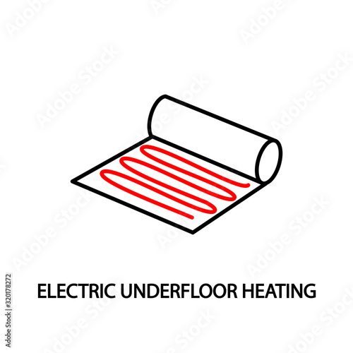 Electric underfloor heating red line vector icon Editable Strokes.