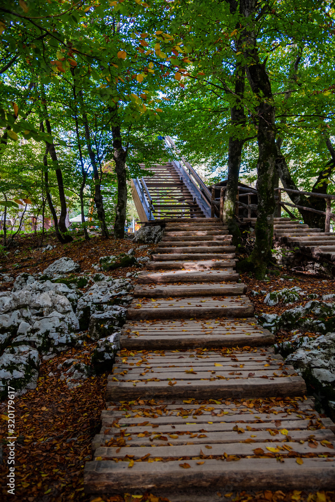Autumn landscape in Plitvice Lakes Park, Croatia